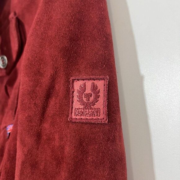 Belstaff The Aviator Suede Jacket Womens Genuine Leather Burgundy Mesh Detail 42 - Picture 5 of 12